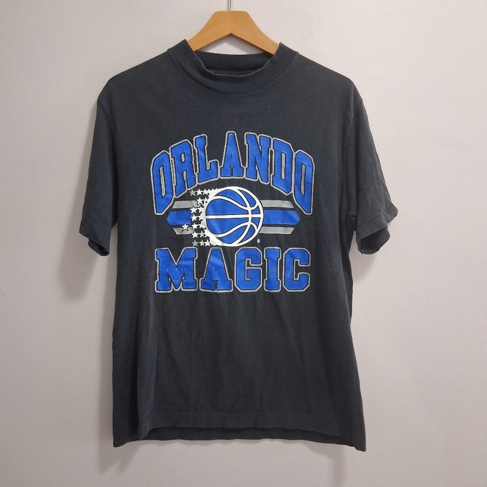 Orlando Magic Vtg 90s NBA Basketball Single Stitch Trench T-Shirt Tee Medium